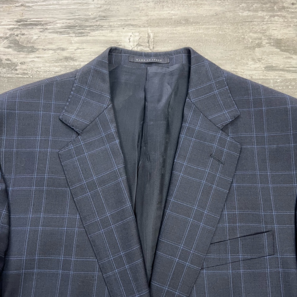 Luigi Bianchi Mantova Navy w/ Blue Plaid Super 120’s Suit 42L - Picture 2 of 11